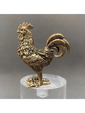 Brass Rooster Figurine Decorative Statue
